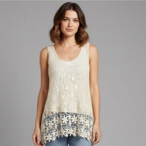 Nwt ROOMMATES Boho Festival Crochet Lace Sleeveless Tank Top M